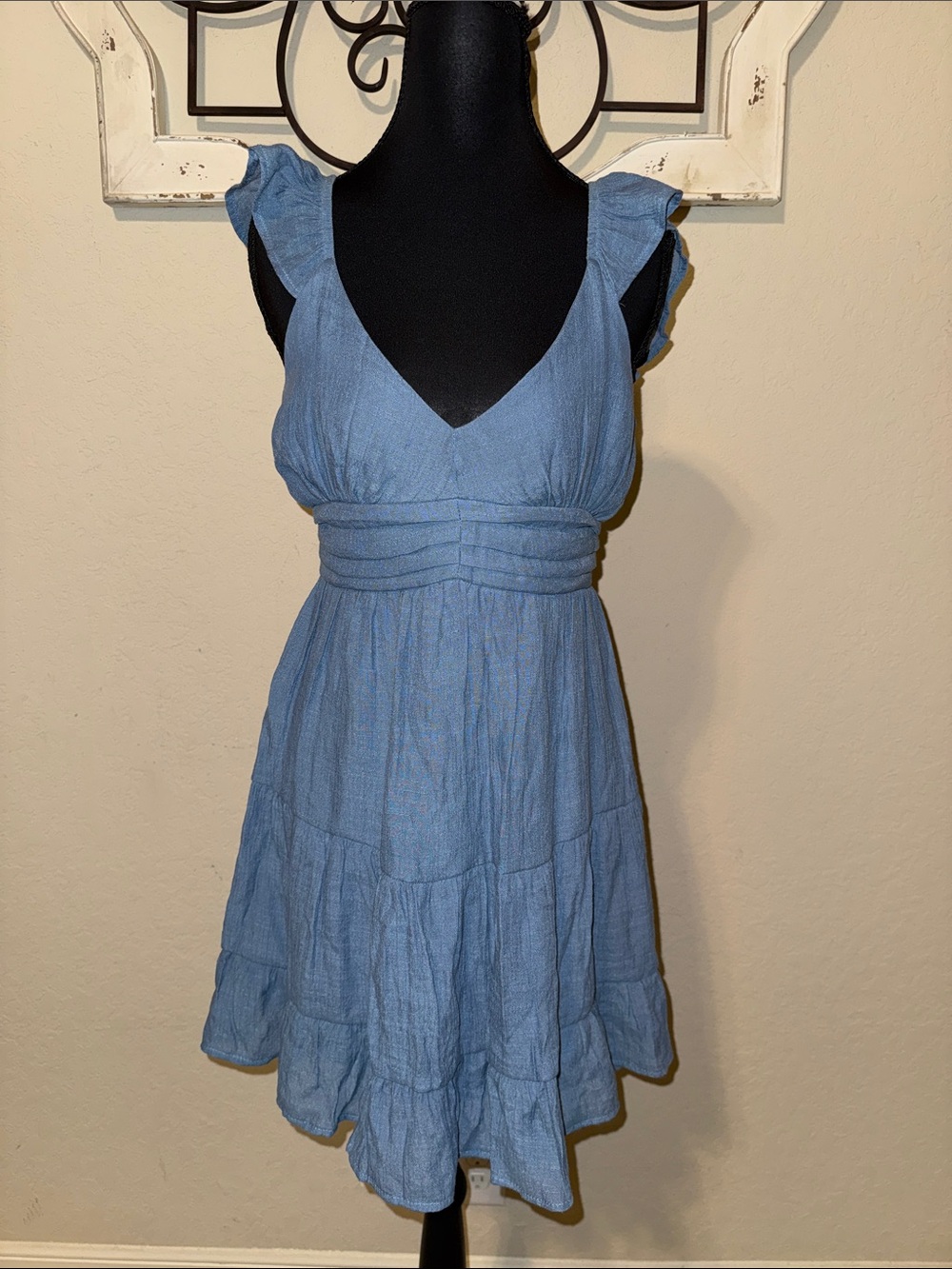 Altar'd State Ruffle Sleeve V-Neck Mini Dress